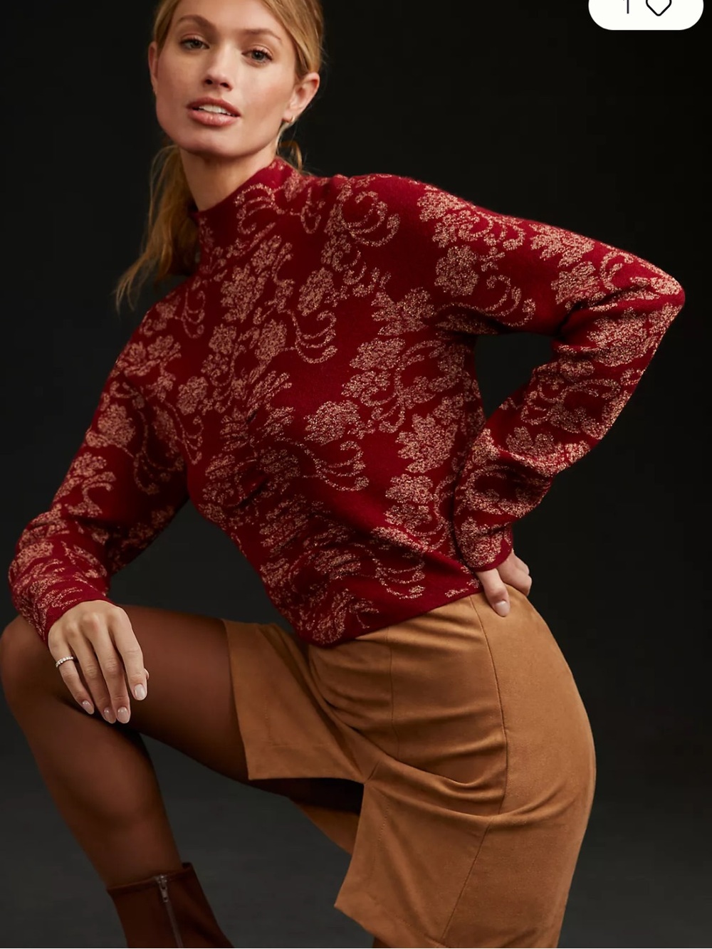 NWT Anthropologie burgundy and gold ruched sweater XXS